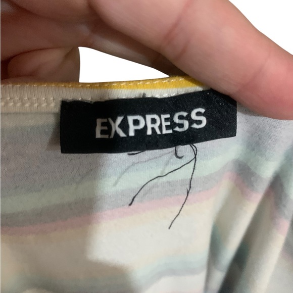 Vintage sleeveless multi color striped body con dress from Express size xl - Picture 6 of 6